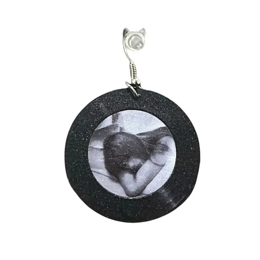 Taylor Swift‎ Grey Black Record Fashion Earrings NEW Lightweight Resin